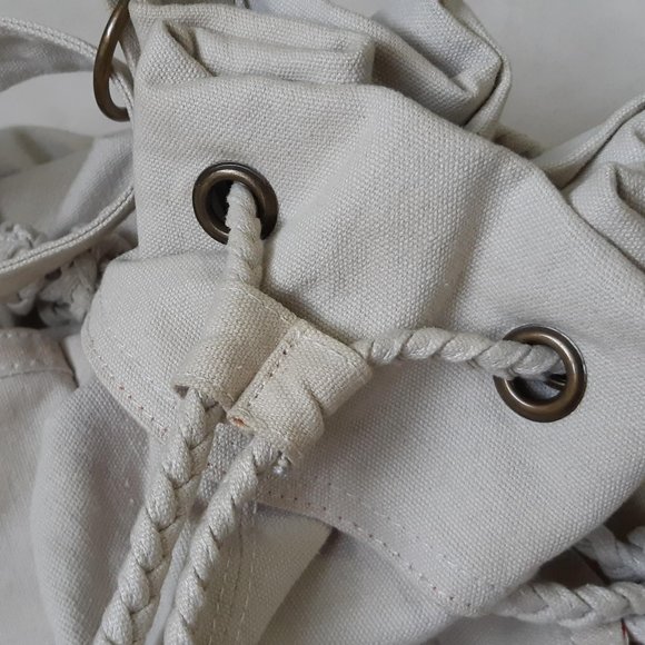 Bluenotes | Cream Canvas Drawstring Bucket Bag - Picture 5 of 9